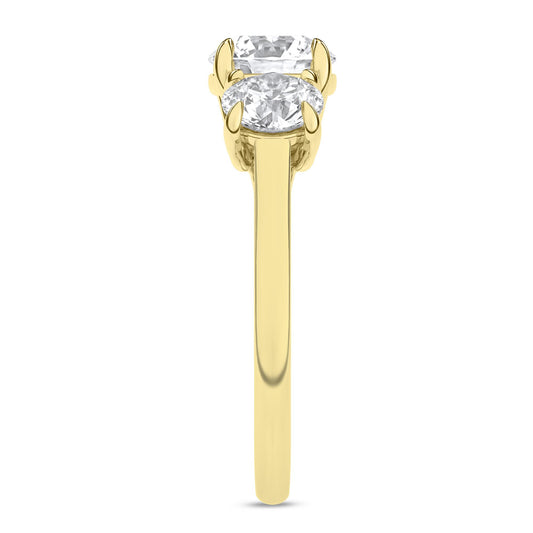 14K Yellow Gold Lab Grown 3.07ctw Three Stone Ring