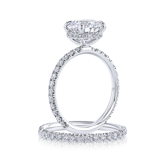 18K White Gold 5.65ctw Lab Grown Round Diamond Hidden Halo Engagement Ring