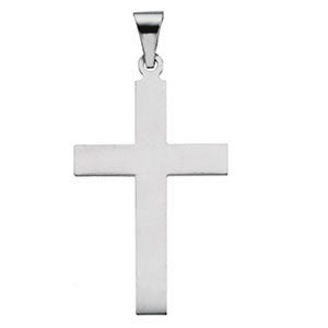 14K White Gold Petite Plain Cross Pendant