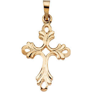 14K Yellow Gold Medium Fancy Cross Pendant