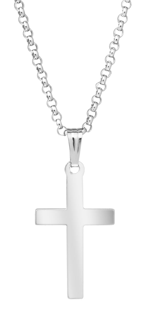 Sterling Silver Plain Polished Cross Necklace