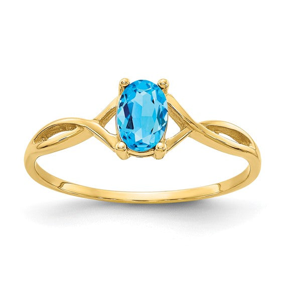 14K Yellow Gold Blue Topaz Birthstone Ring - Main Image