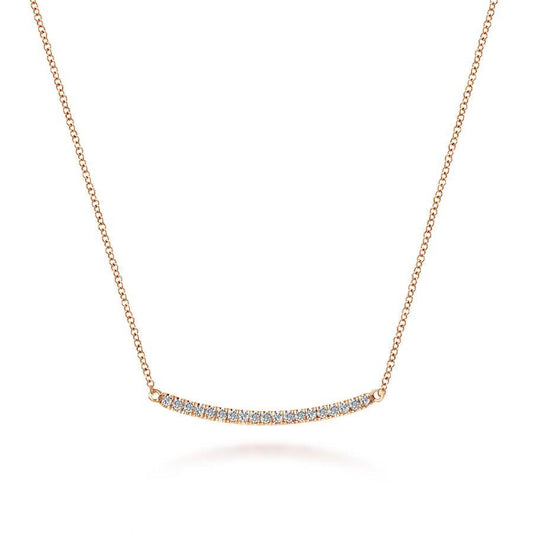 14K Rose Gold Diamond Bar Necklace