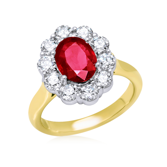 The Classic Ruby with Diamond Halo Ring