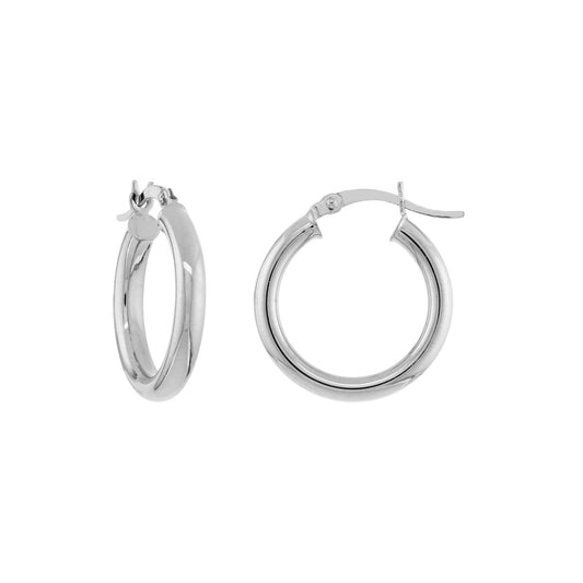 10K White Gold 3x20mm Hoops