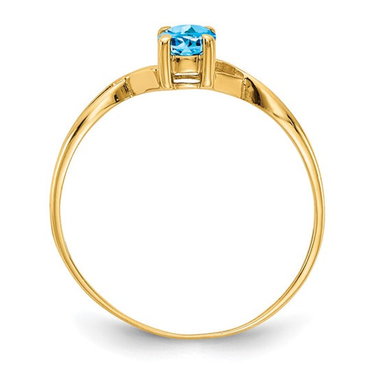 14K Yellow Gold Blue Topaz Birthstone Ring