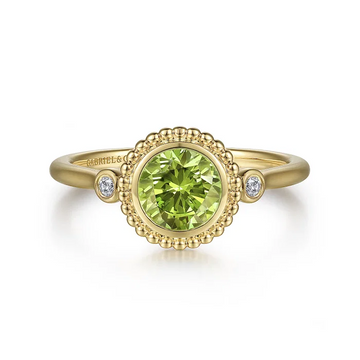 14K Yellow Gold Diamond And Peridot Bujukan Ladies' Ring