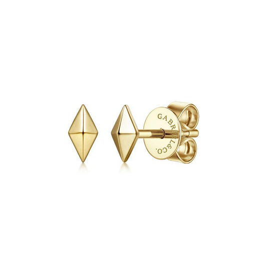 Yellow Gold Pyramid Kite Shaped Stud