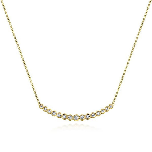 14K Yellow Gold Graduated Diamond Bar Necklace
