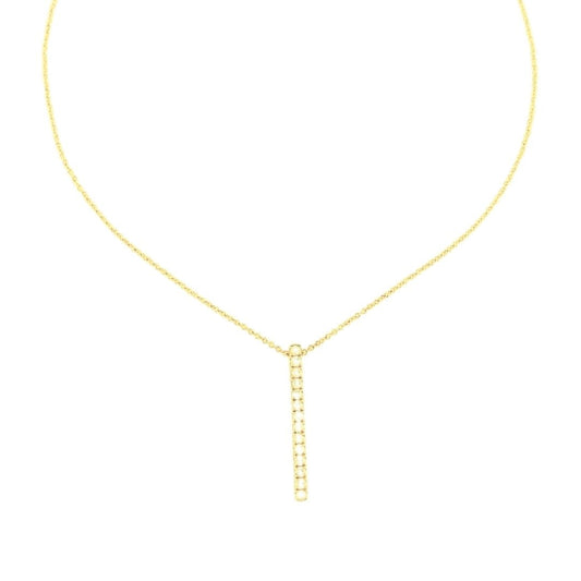 14K Yellow Gold Vertical Diamond Bar Necklace