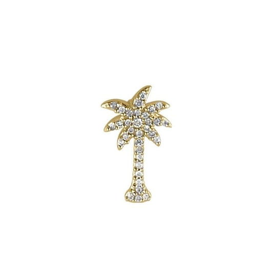 14K Yellow Gold Diamond Palm Tree Necklace