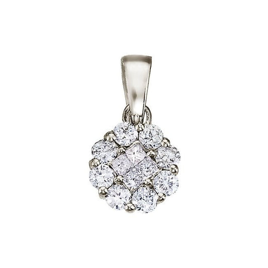 14KT WG .33CTW(CL)DIAMOND CLUSTER PENDANT