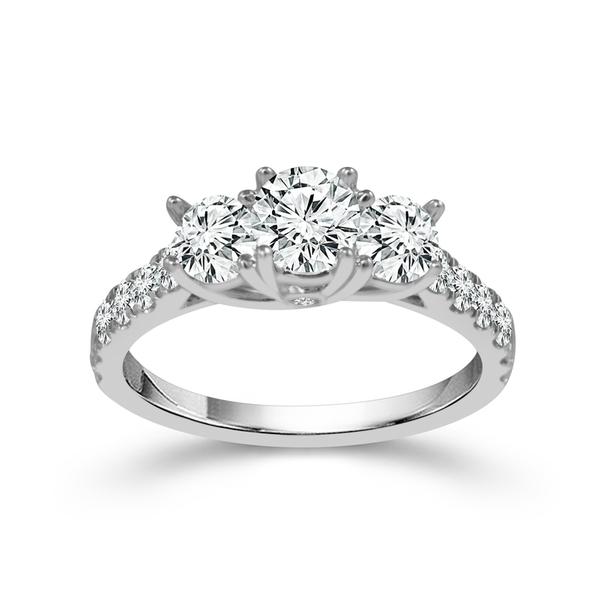14KT WG 2.00CTW (R) 3 STONE RING WITH DIAMOND SHANK (SZ 7)
