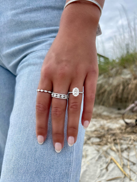 14K White Gold Floating Marquise Diamond Band