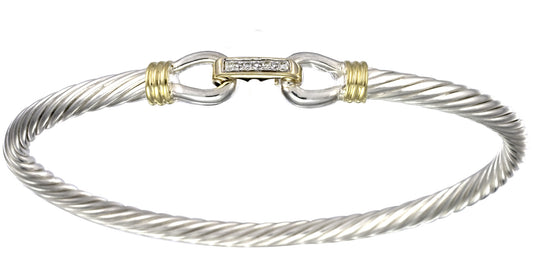 Two Tone Diamond Link Cable Bracelet
