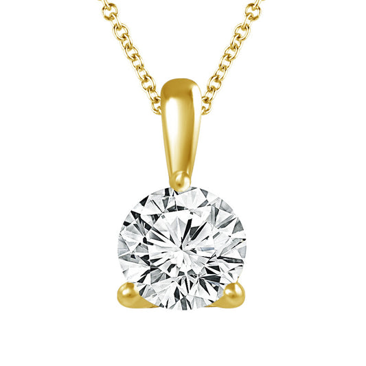 14K Yellow Gold Solitaire 1/3ct Diamond Pendant