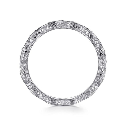 14K White Gold Marquise Shaped Diamond Stackable Ring