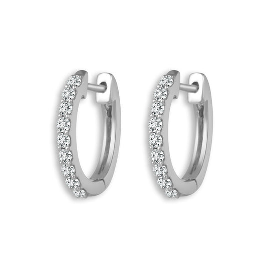 14K White Gold Petite Pave Diamond Huggies