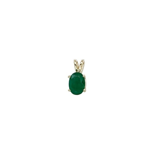 14K Yellow Gold Oval Emerald Pendant