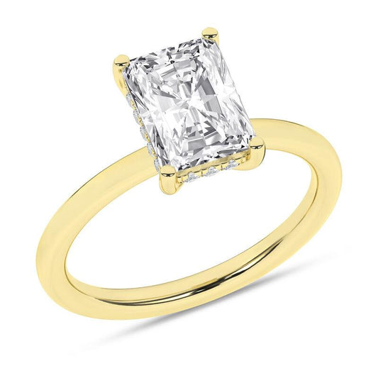 14K Yellow Gold Lab Grown 2.18ctw Radiant Diamond Hidden Halo Engagement Ring