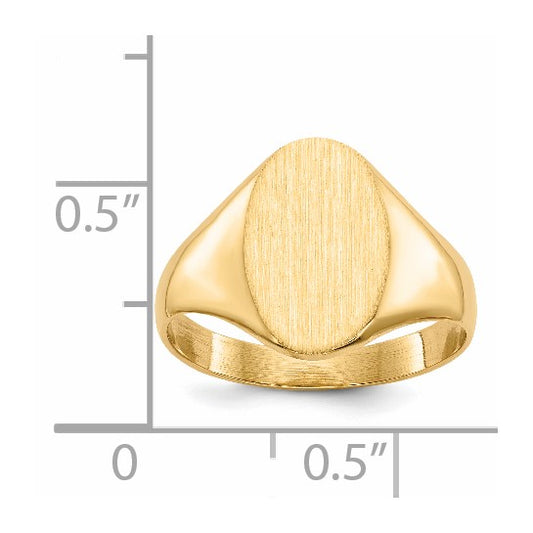14K Yellow Gold Oval Brushed Top Signet Ring