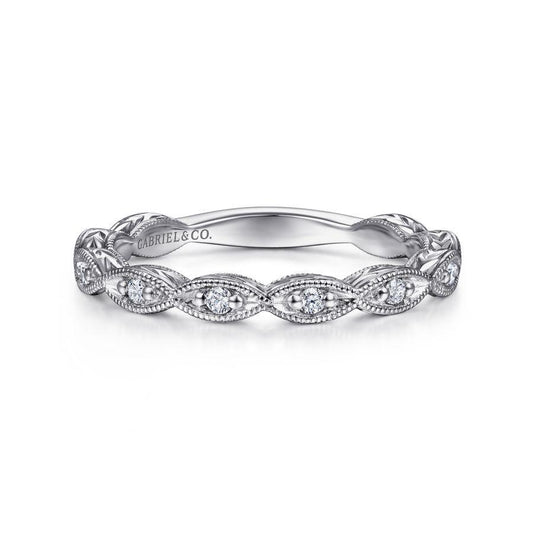 14K White Gold Diamond Band