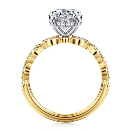 14K White-Yellow Gold Round Diamond Engagement Ring
