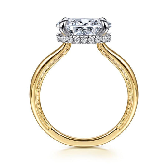 14K White-Yellow Gold Oval Diamond Engagement Ring