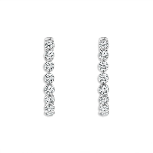 14K White Gold 2ctw SkySet Lab Grown Diamond Oval Shaped Silhouette Hoops