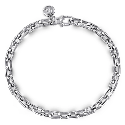 925 Sterling Silver Faceted Chain Bracelet