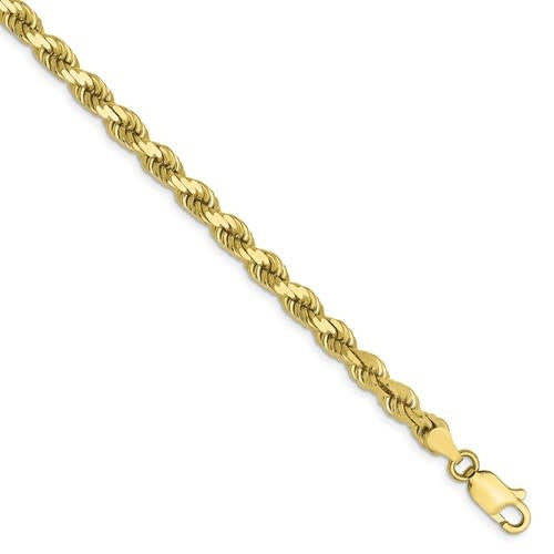 10K 4mm Diamond-Cut Rope Bracelet