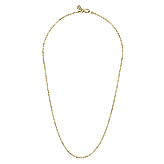14K Yellow Gold Mens 22" Wheat Chain Necklace