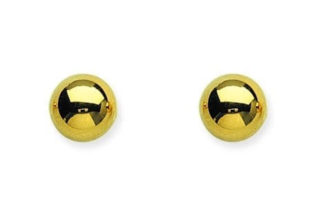14K Yellow Gold 7mm Ball Stud Earrings
