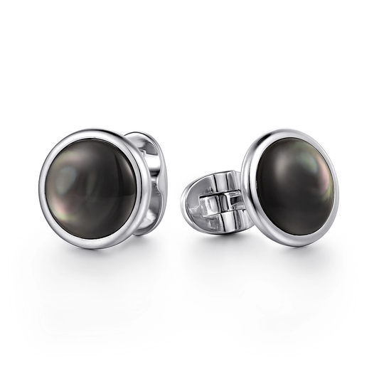 Sterling Silver Black Mother of Pearl Cufflinks