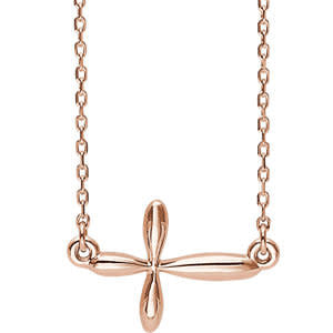 Rose Gold Sideways Cross Necklace