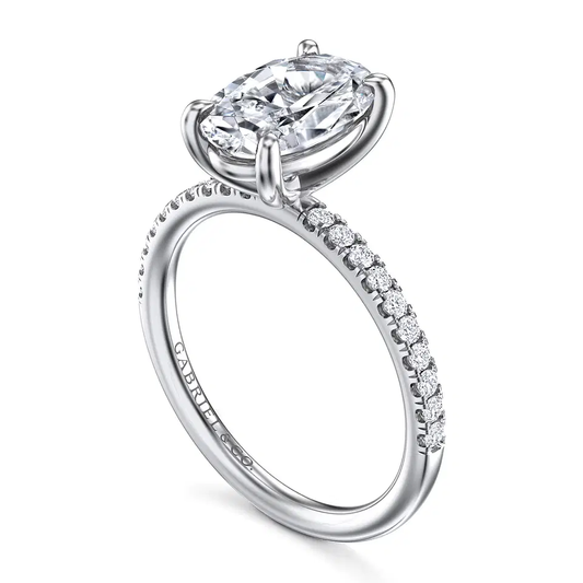 14K White Gold Oval Diamond Engagement Ring