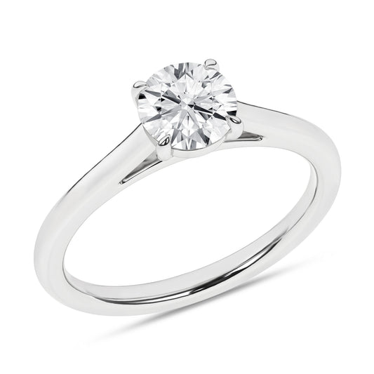 14K White Gold Lab Grown Round Brilliant Diamond Solitaire Engagement Ring