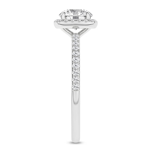 14K White Gold Lab Grown 1.26ctw Round Diamond Halo Engagement Ring