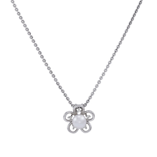 Sterling Silver Pearl Flower Necklace