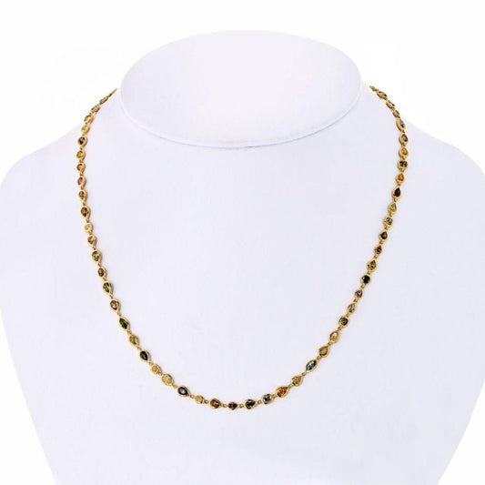 18K Yellow Gold 10CTW Multicolor Mixed Fancy Shape Necklace