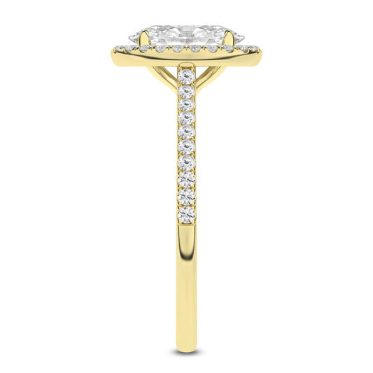 14K Yellow Gold Lab Grown Oval Halo Engagement Ring