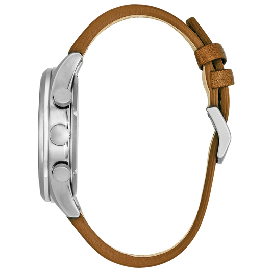 Men's Eco-Drive Chronograph Brown Leather Strap Watch