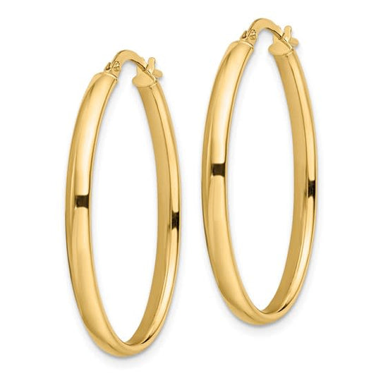 14KT Polished Oval Hoops