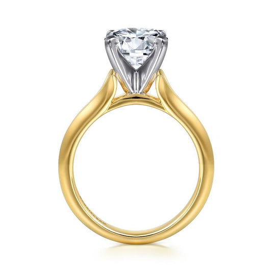 14K White-Yellow Gold Round Diamond Engagement Ring