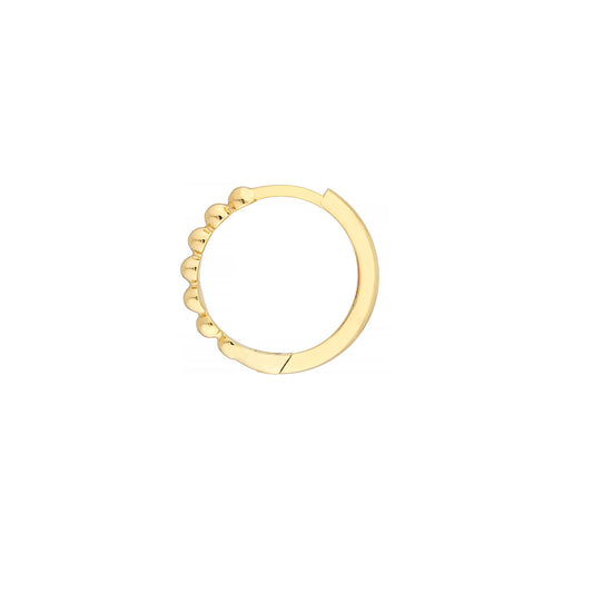 14K Yellow Gold Petite Beaded Huggies