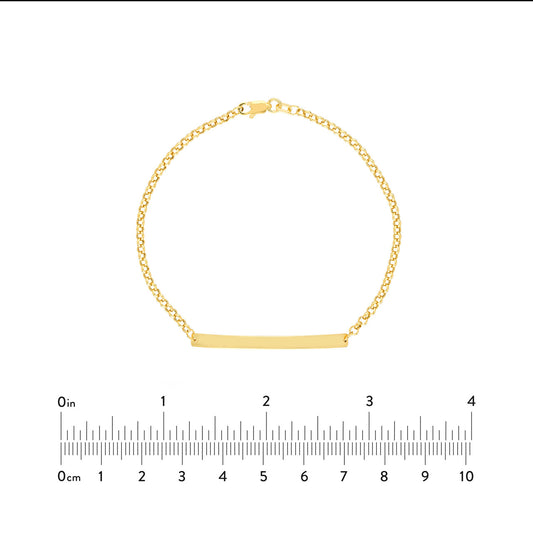 14K Yellow Gold 7.5" Engravable Bar Bracelet