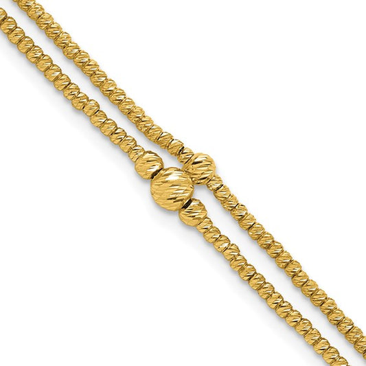 14K Yellow Gold Diamond Cut Bead Bracelet