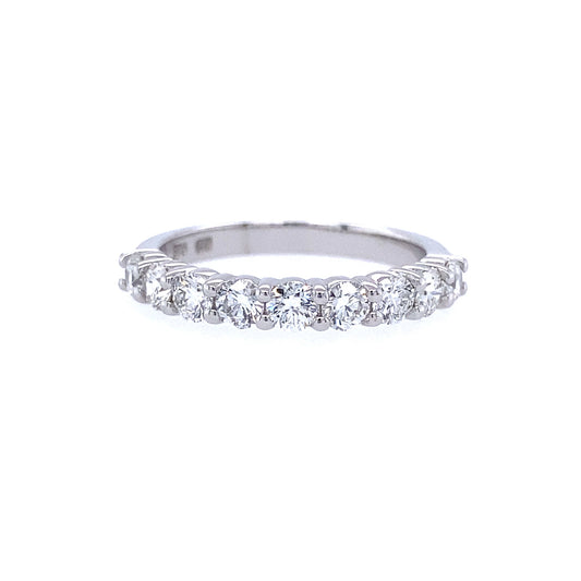 14K White Gold Nine Stone Diamond Band