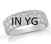 14K Yellow Gold Triple Row Diamond Band