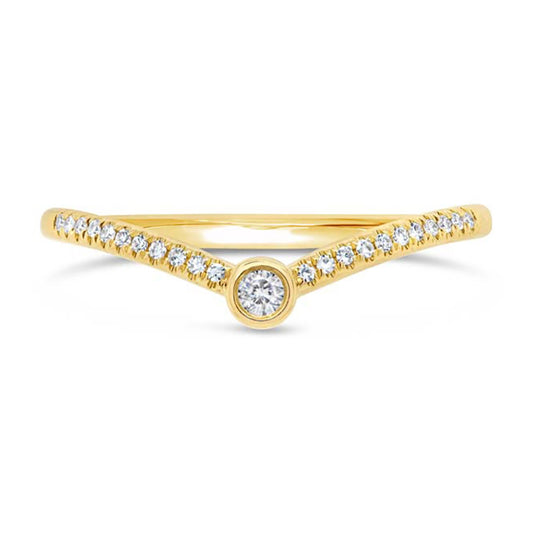 14K Yellow Gold Pave Diamond V Style Band